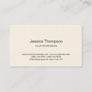 Modern Elegant Plain Simple Signature Cream Business Card