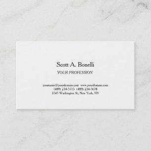 Modern Elegant Plain Simple White Special Business Card