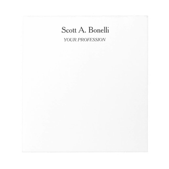 Modern Elegant Plain Simple White Special Notepad (Front)