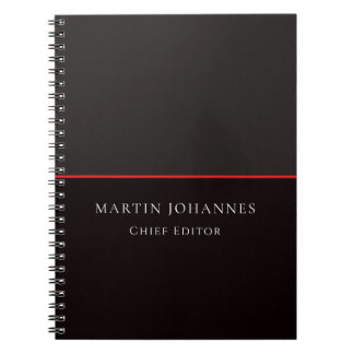 Modern Elegant Plain Stylish Grey Black Minimalist Notebook