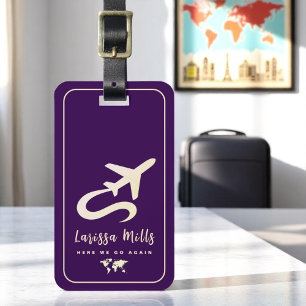 Modern Elegant Plane Purple Luggage Tag