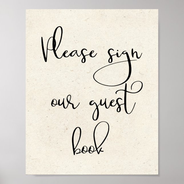 Modern Elegant Please Sign Guest Book Wedding Sign (Front)