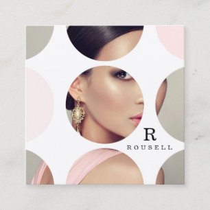 Modern Elegant Polka Dot Photo Mask Square Business Card