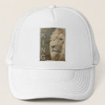 Modern Elegant Pop Art Lion Head The King Template Trucker Hat<br><div class="desc">Modern Elegant Pop Art Lion Head The King Template White Baseball Trucker Hat.</div>