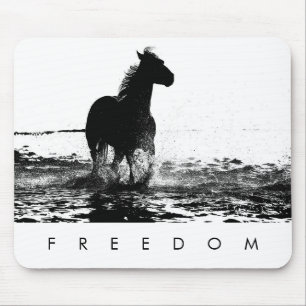 Modern Elegant Pop Art Running Horse Freedom Mouse Mat