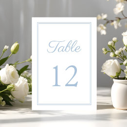 Modern Elegant Powder Blue Wedding Table Number