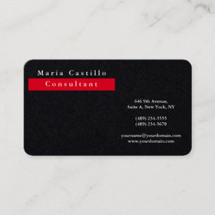 Modern Elegant Premium Black Red Minimalist Business Card