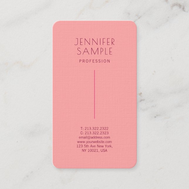 Modern Elegant Premium Linen Paper Rounded Luxury Business Card (Front)