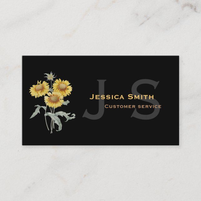 Modern, elegant, pretty sunflower professional business card (Front)