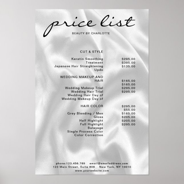 Modern Elegant Price List Poster (Front)