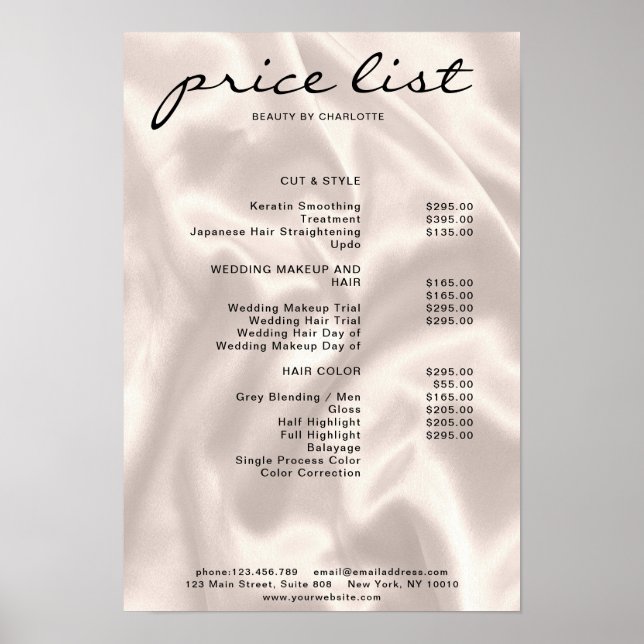 Modern Elegant Price List Poster (Front)