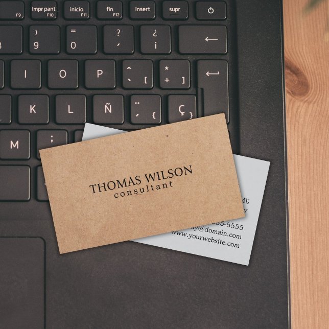 Modern Elegant PRINTED Kraft Grey Consultant Business Card (Creator Uploaded)