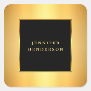 Modern elegant professional black and gold square sticker