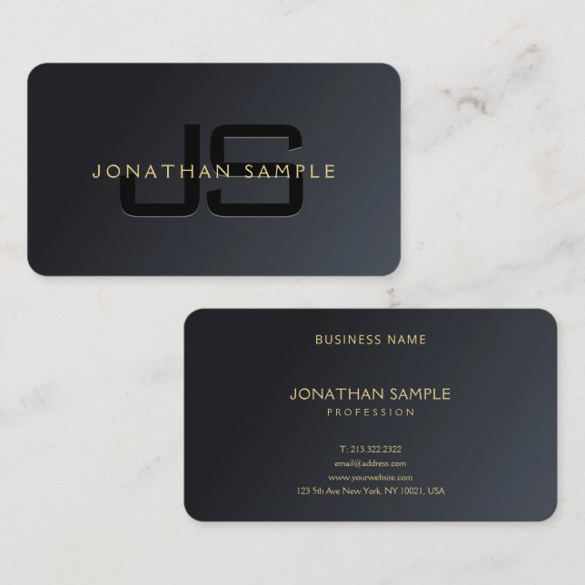Modern Elegant Professional Black & Gold Luxurious Business Card (Front/Back)