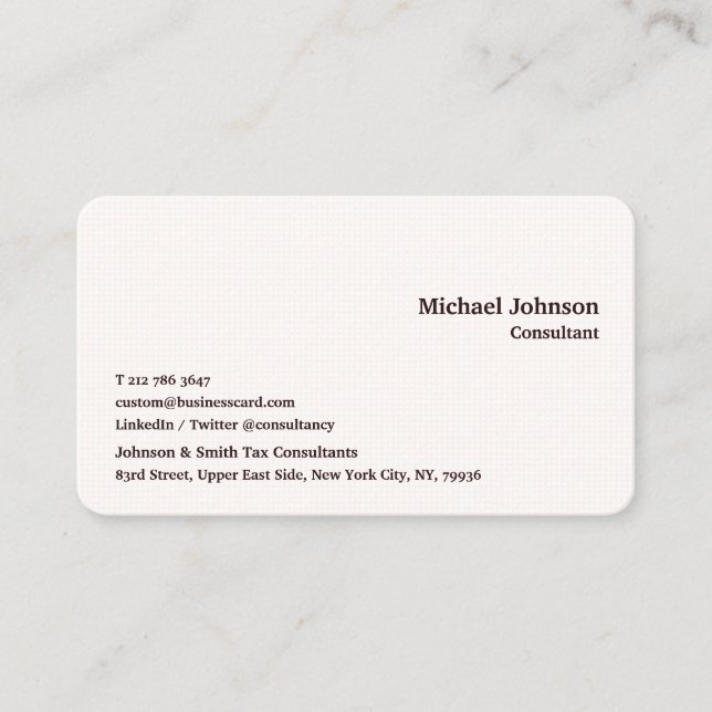 Modern Elegant Professional Brown Pattern Chic Business Card (Front)