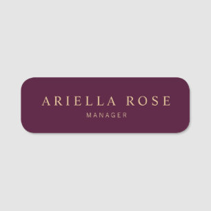 Modern Elegant Professional Burgundy Wine Colour  Name Tag