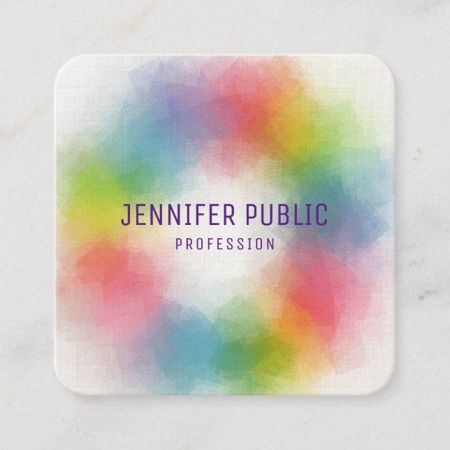 Modern Elegant Professional Colourful Template Square Business Card (Front)