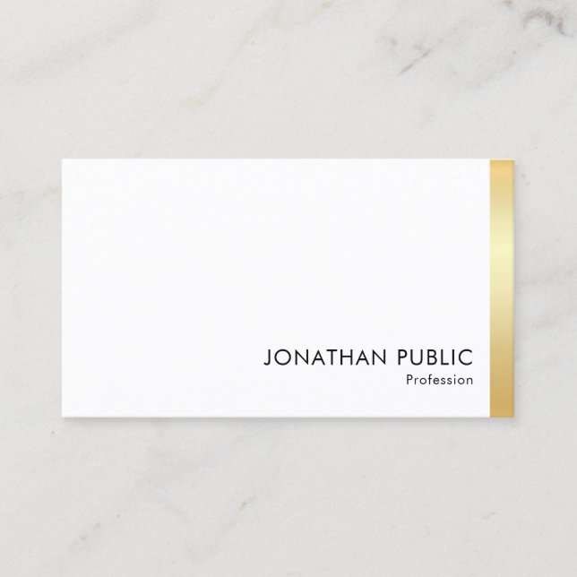 Modern Elegant Professional Faux Gold Personalised Business Card (Front)