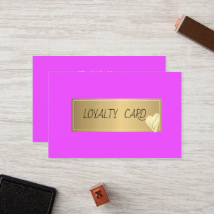 Modern Elegant Professional Frame,Gold Heart Pink Loyalty Card