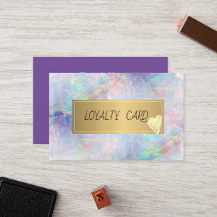 Modern Elegant Professional Frame,Gold Hearts Opal Loyalty Card