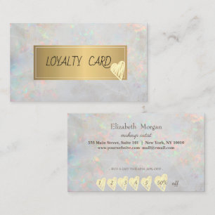 Modern Elegant Professional Frame Heart White Opal Loyalty Card