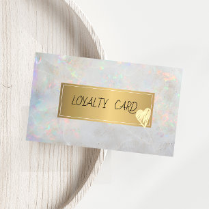 Modern Elegant Professional Frame Heart White Opal Loyalty Card
