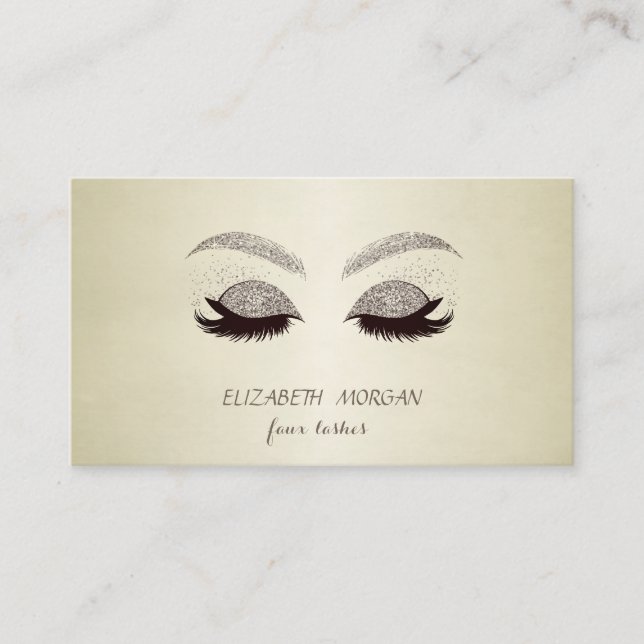 Modern Elegant Professional Glitter Faux Lashes Business Card (Front)