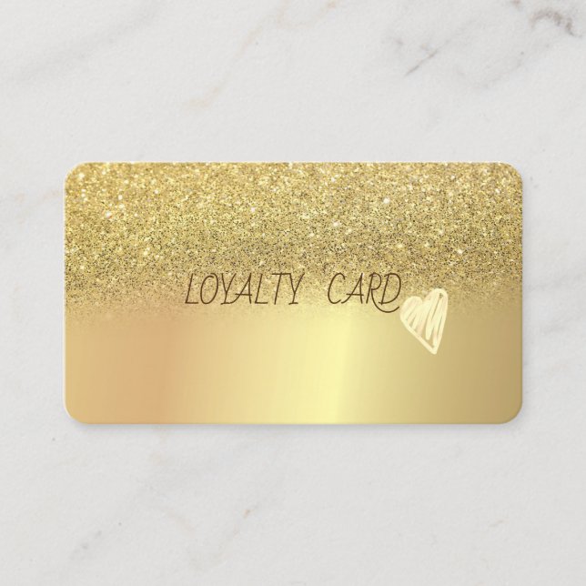 Modern Elegant Professional  Glitter  Gold  Hearts Loyalty Card (Front)