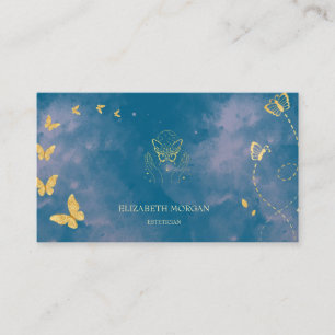 Modern Elegant Professional Gold Butterflies- Business Card
