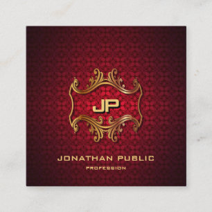 Modern Elegant Professional Gold Monogram Luxury Square Business Card