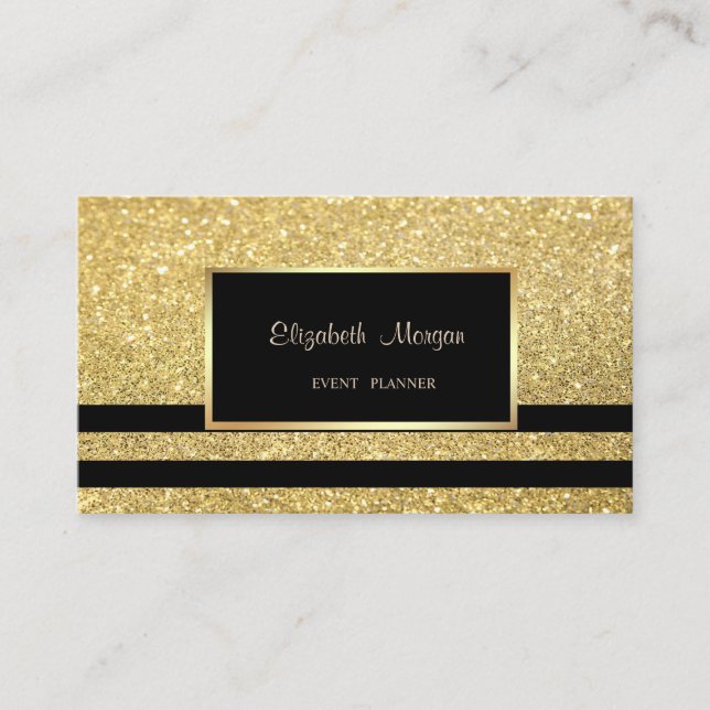 Modern Elegant  Professional Gold,Striped, Frame Business Card (Front)