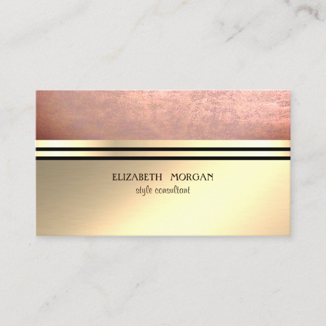 Modern Elegant Professional Gold,Stripes Business Card (Front)