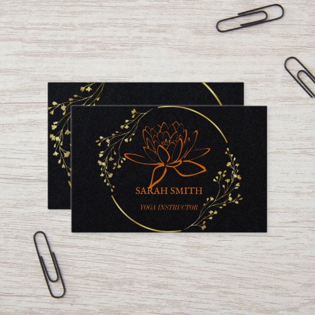 Modern Elegant Professional golden lotus flower Bu Business Card (Front/Back In Situ)