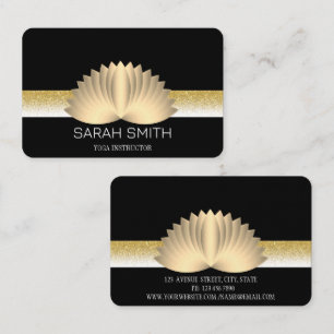 Modern Elegant Professional golden, lotus flower   Business Card