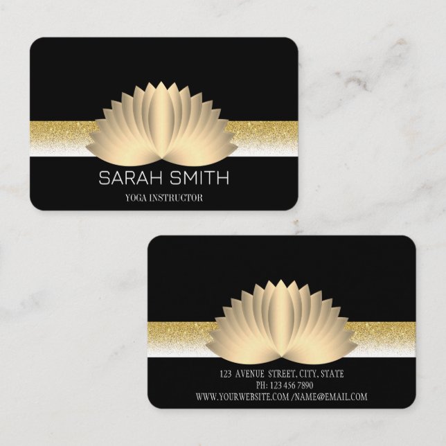 Modern Elegant Professional golden, lotus flower   Business Card (Front/Back)
