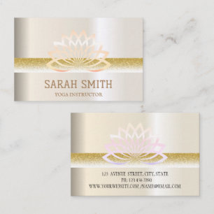 Modern Elegant Professional golden, lotus flower   Business Card