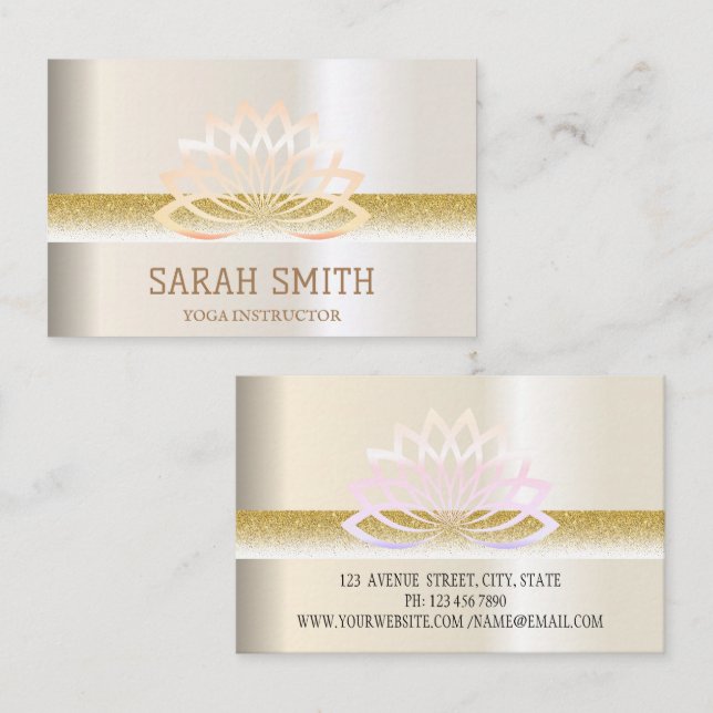 Modern Elegant Professional golden, lotus flower   Business Card (Front/Back)