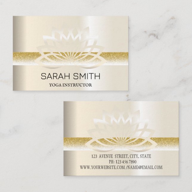 Modern Elegant Professional golden, lotus flower   Business Card (Front/Back)