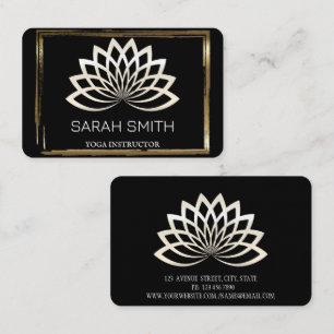 Modern Elegant Professional golden, lotus flower   Business Card