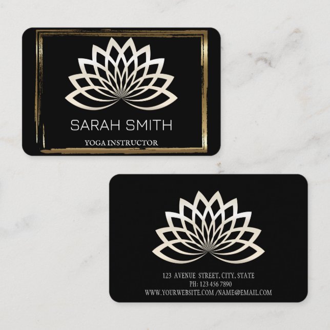 Modern Elegant Professional golden, lotus flower   Business Card (Front/Back)