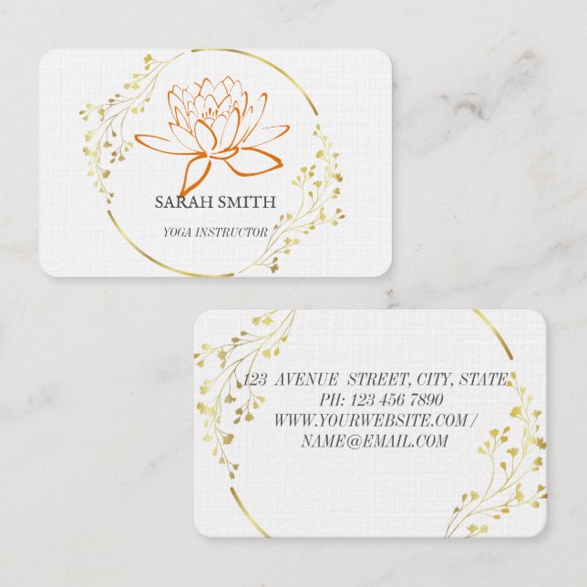 Modern Elegant Professional golden lotus flower Business Card (Front/Back)