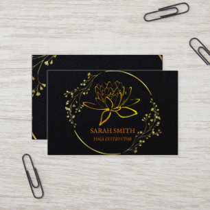 Modern Elegant Professional golden lotus flower Business Card