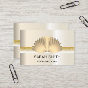Modern Elegant Professional golden, lotus flower   Business Card