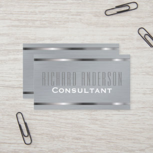 Modern Elegant Professional Grey Brushed Metal Business Card