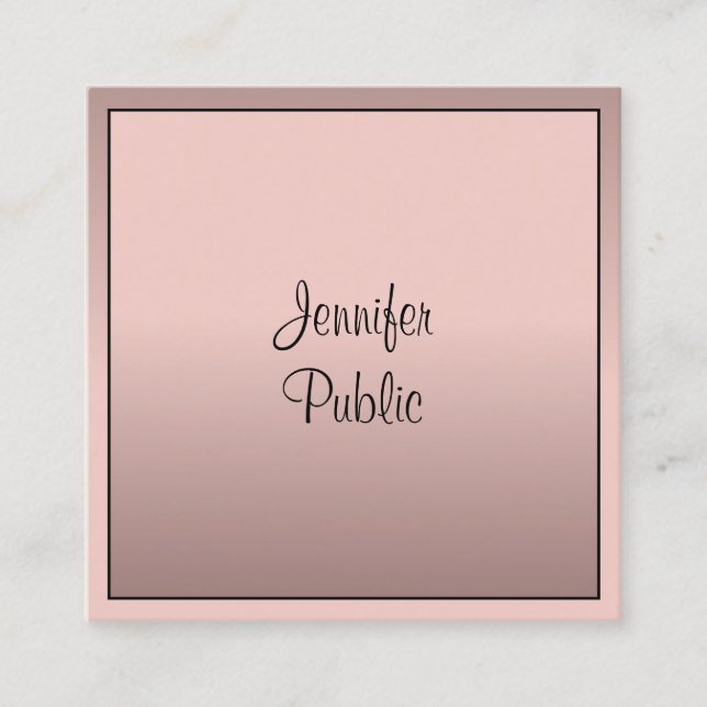 Modern Elegant Professional Handwritten Template Square Business Card (Front)