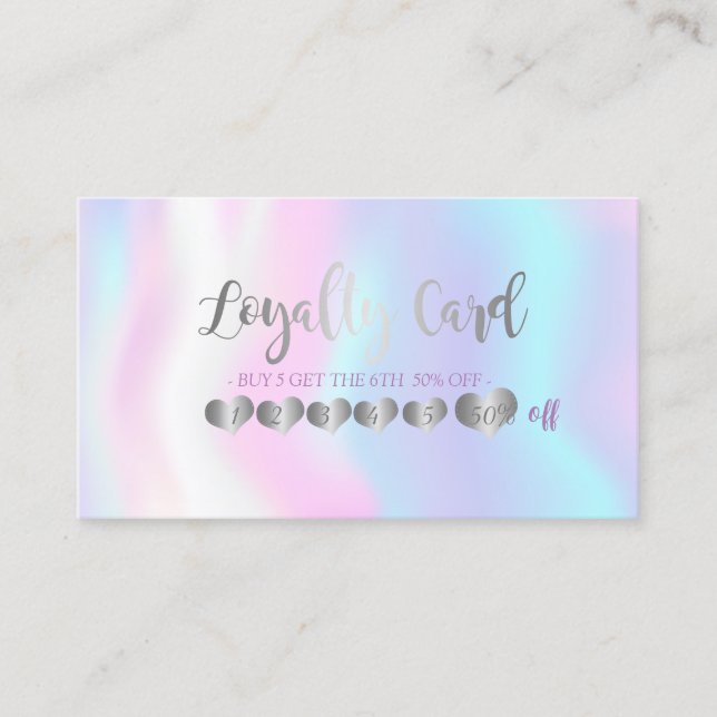 Modern Elegant Professional Hearts,Holographic Loyalty Card (Front)