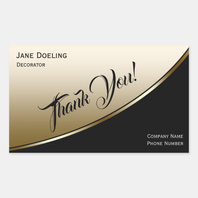 Modern Elegant Professional Highlight Black Gold Rectangular Sticker (Front)