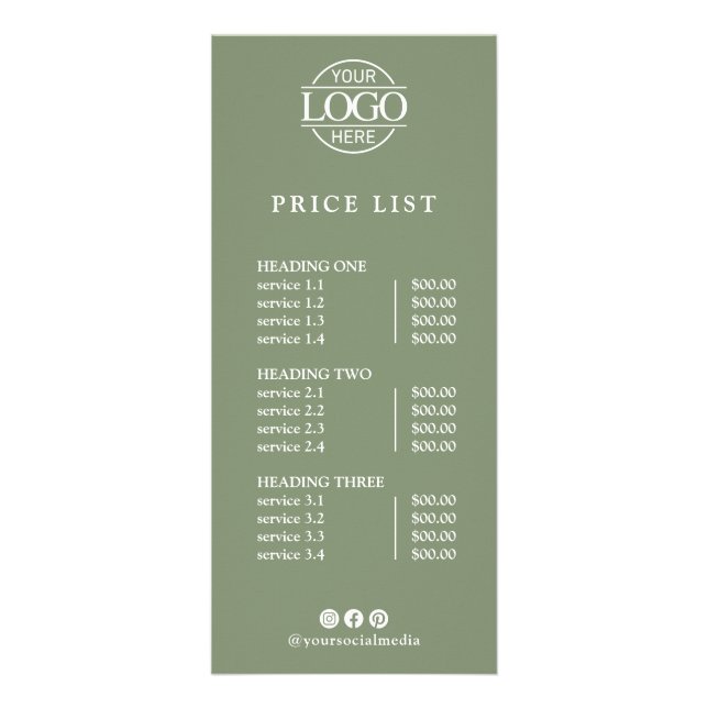 Modern Elegant Professional Logo Menu Price List (Front)
