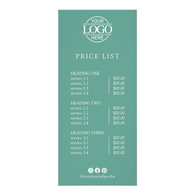 Modern Elegant Professional Logo Menu Price List (Front)