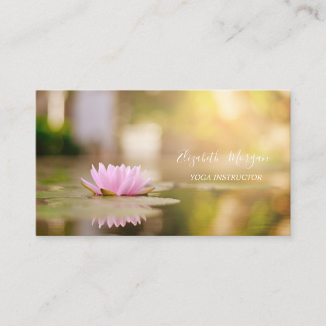 Modern Elegant Professional Lotus Gold  Yoga Business Card (Front)